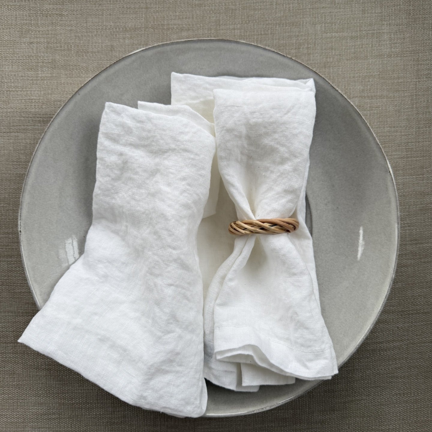 NYHED hørservietter 48 x 48 SNOW WHITE 4 stk.